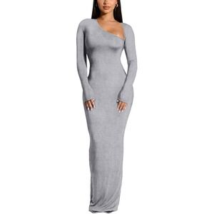 Gray Maxi Dress, Long Sleeve, Bodycon, Party,‎ Cocktail, Casual-Size Large/NWT